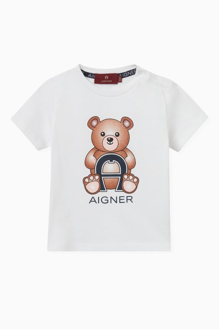 Logo Teddy Bear T-shirt in Jersey, White