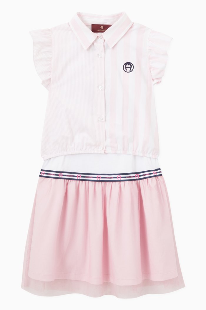 

Logo Dress & Top Set in Cotton, Pink