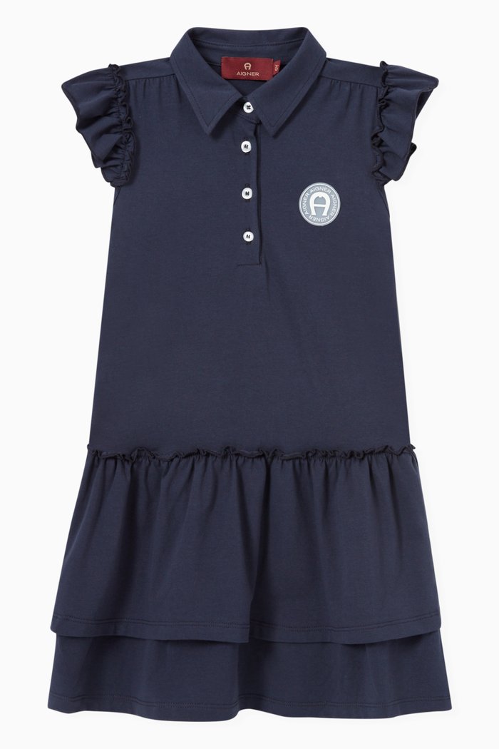 

Logo Polo Dress in Cotton, Blue