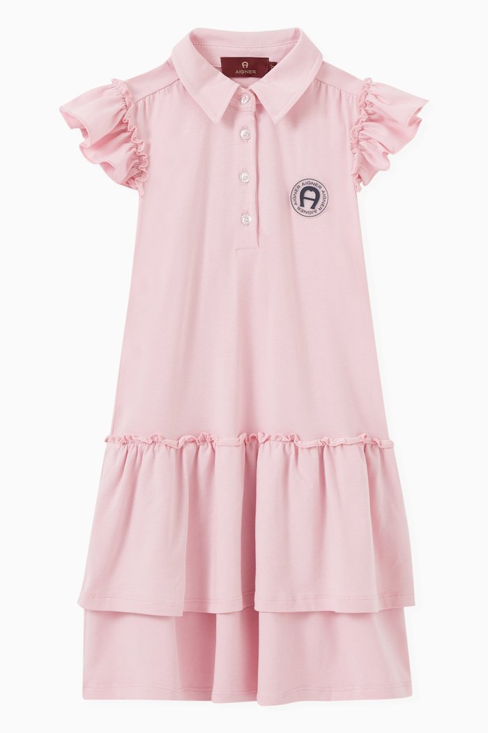 

Logo Polo Dress in Cotton, Pink