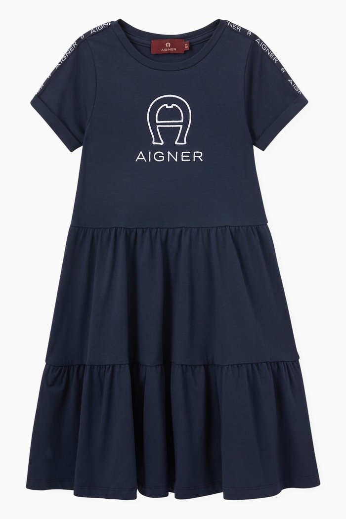 

Logo Dress in Cotton Jersey, Blue