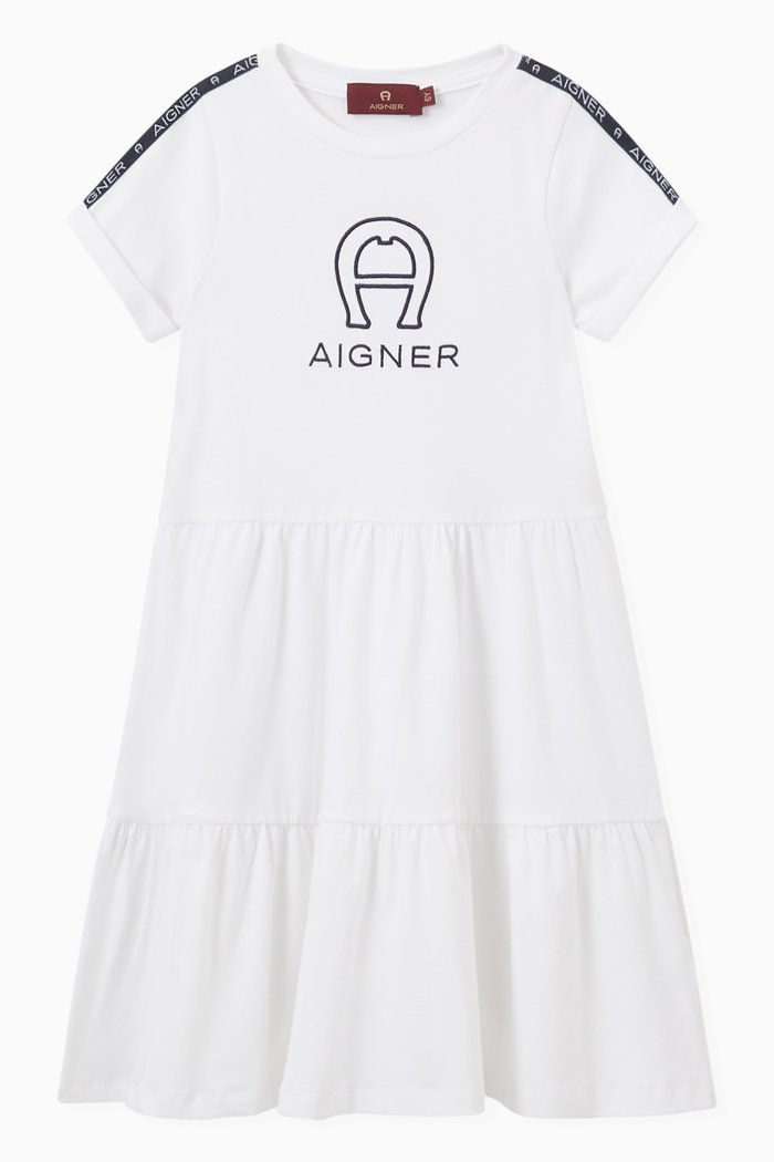 Logo Dress in Cotton Jersey, White