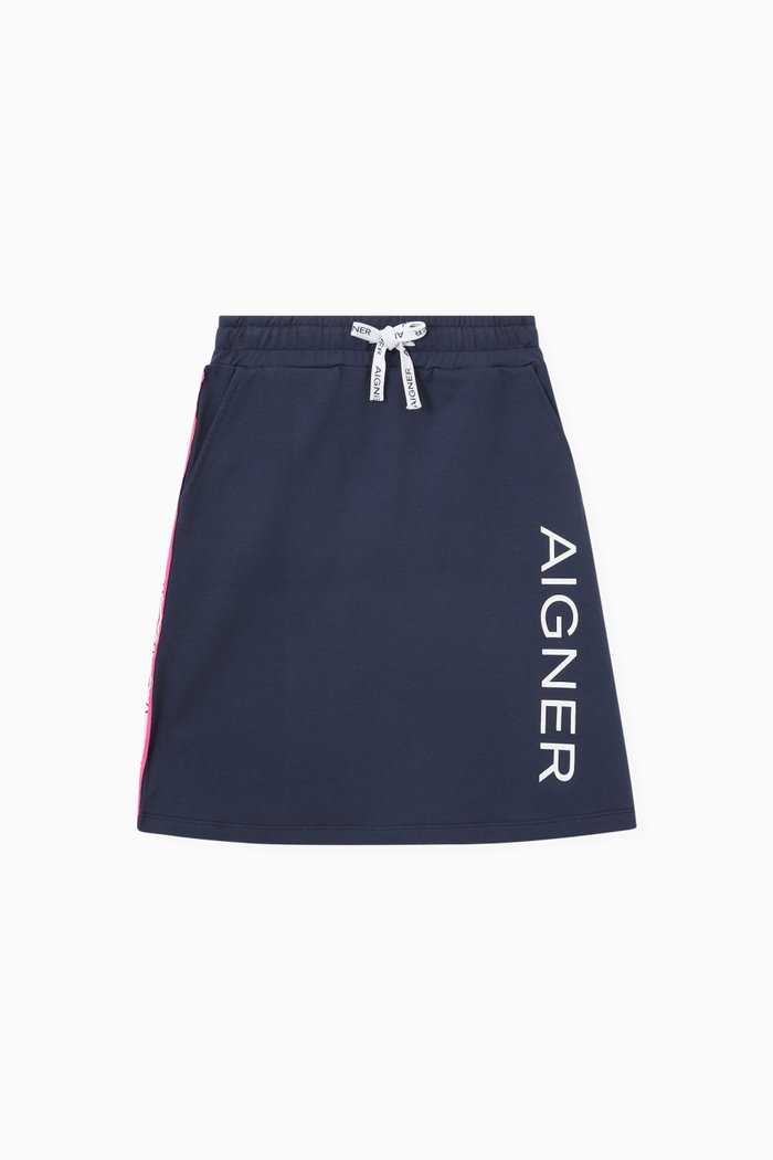 

Logo Skirt in Cotton Jersey, Blue