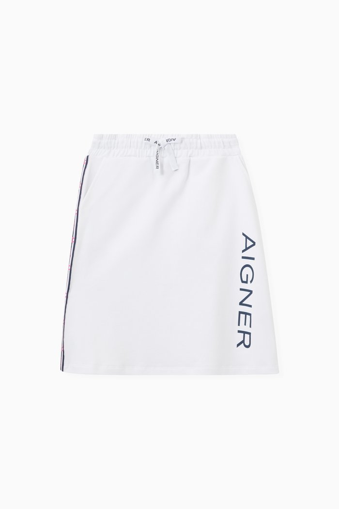 

Logo Skirt in Cotton Jersey, White