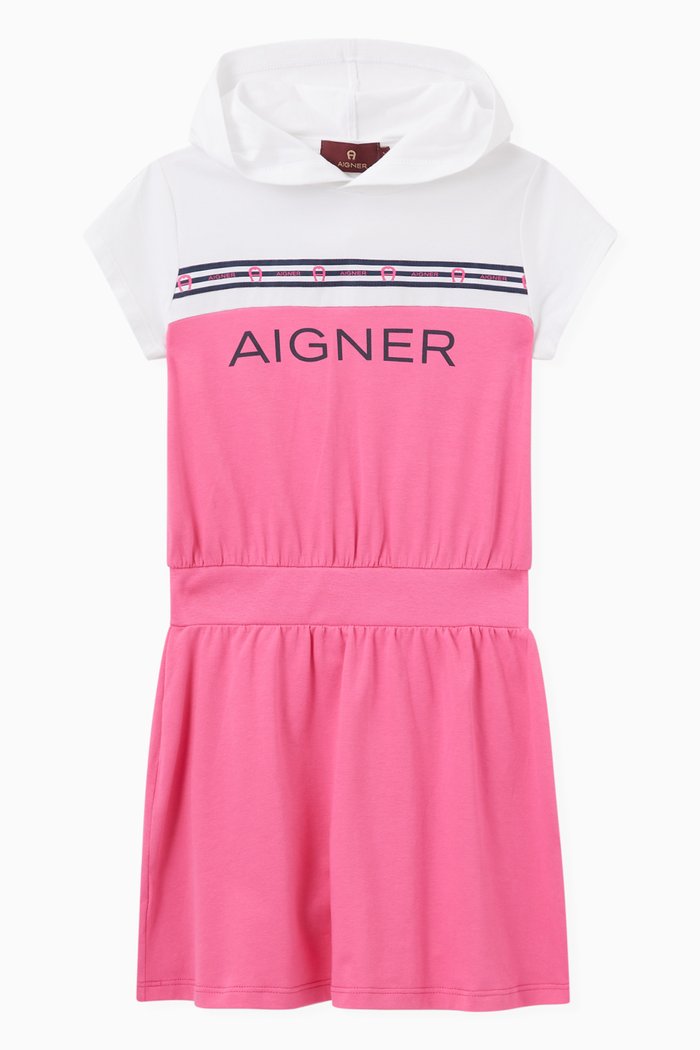 

Logo Hooded Dress in Cotton, Multicolour
