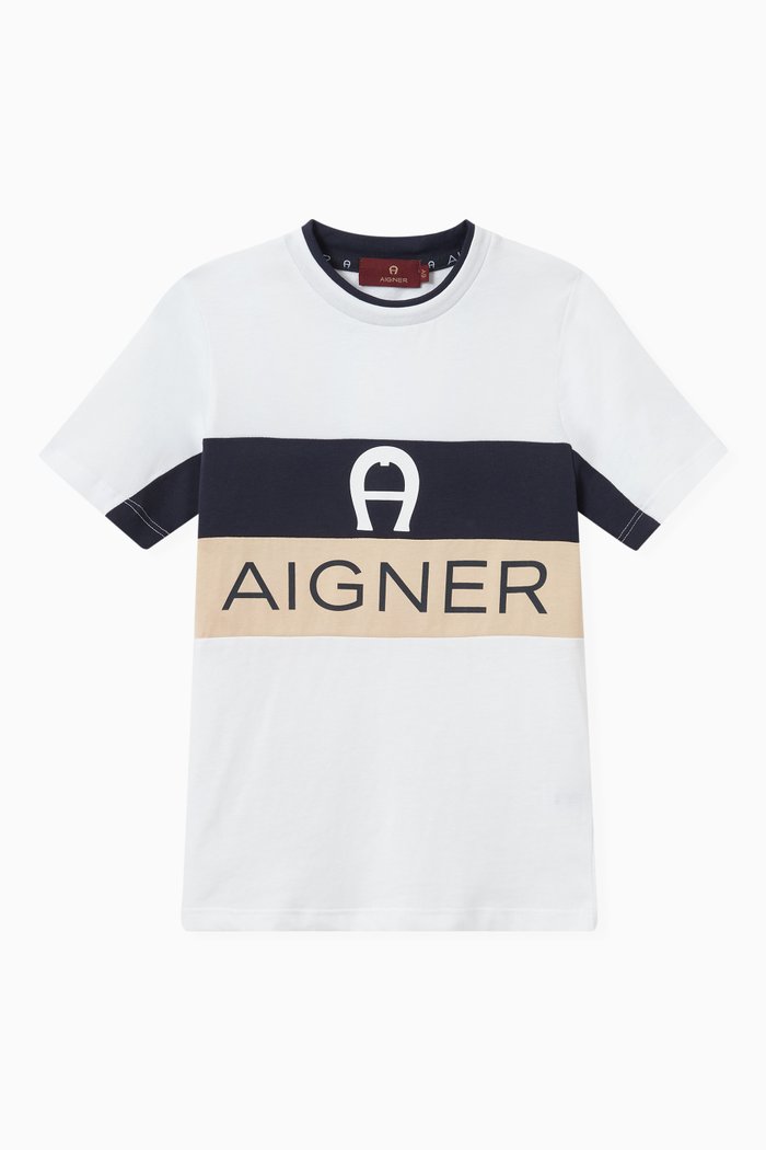 

Colour-block Logo T-shirt in Jersey, White