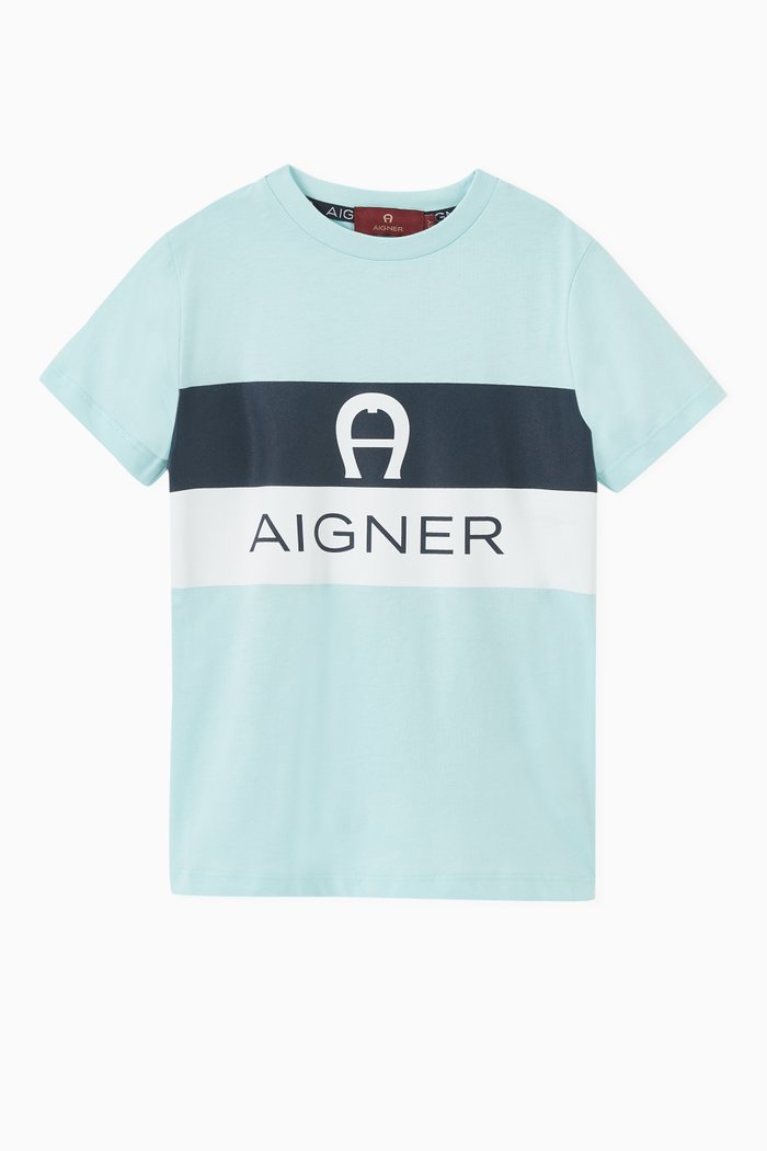 

Colour-block Logo T-shirt in Jersey, Blue