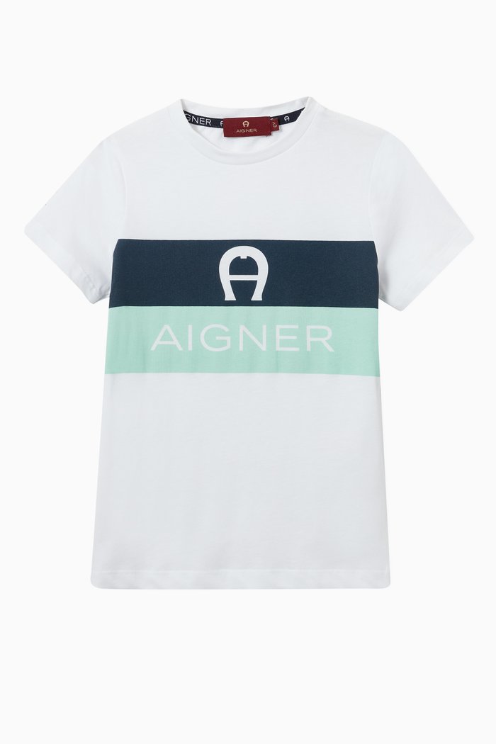 

Colour-block Logo T-shirt in Jersey, White