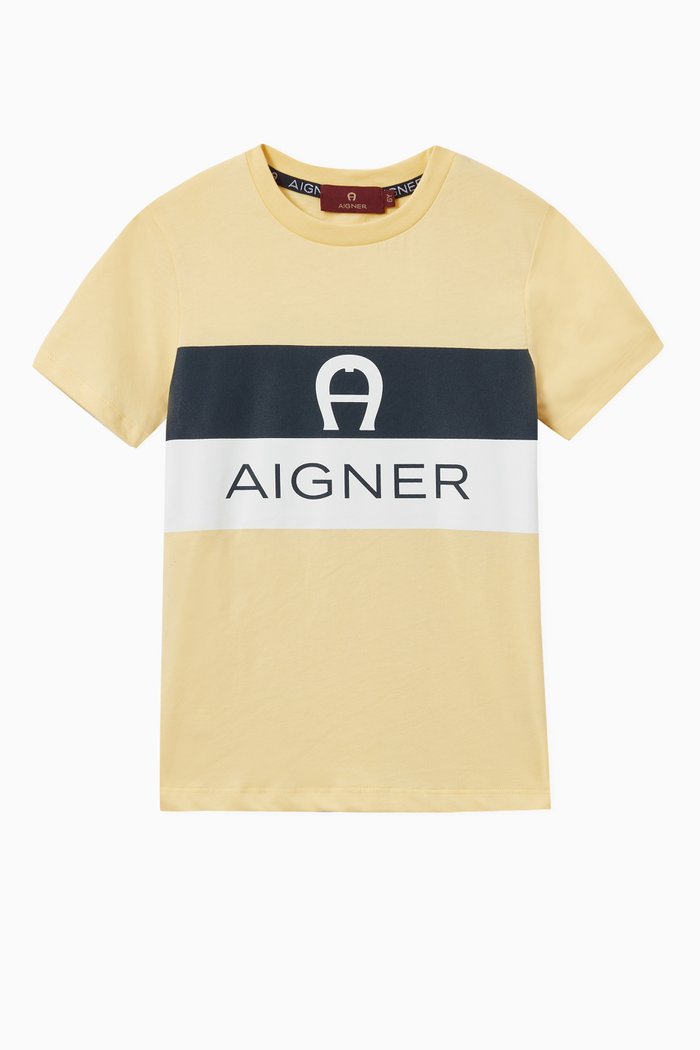 

Colour-block Logo T-shirt in Jersey, Yellow
