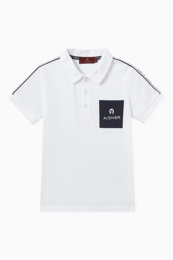 

Logo Tape Polo Shirt in Cotton, White
