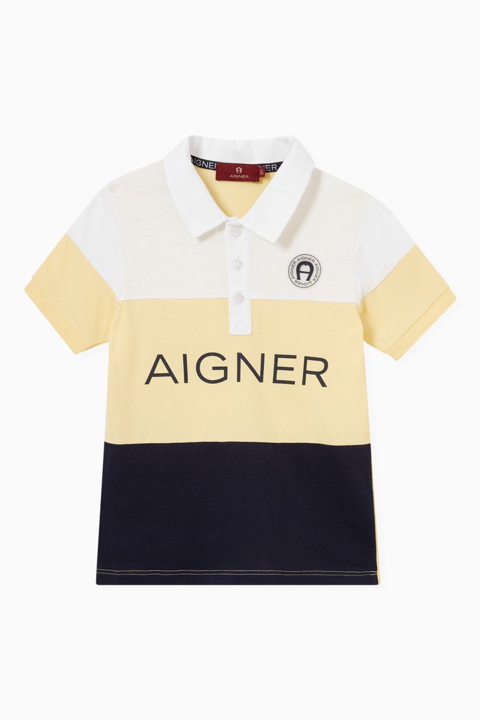 

Logo Colour-Block Polo Shirt in Cotton, Multicolour