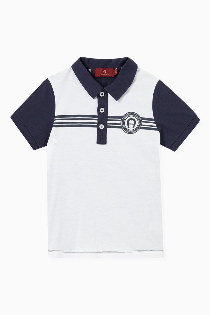 

Logo Colour-Block Polo Shirt in Cotton, Multicolour