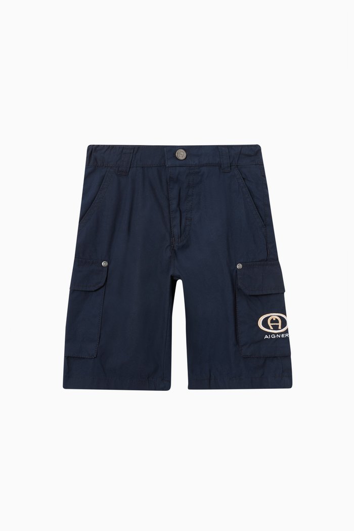 

Logo Cargo Shorts in Cotton, Blue