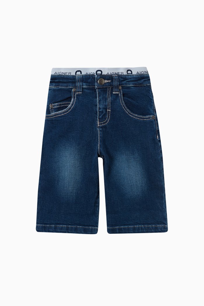

Logo Waist Jeans Shorts in Denim, Blue