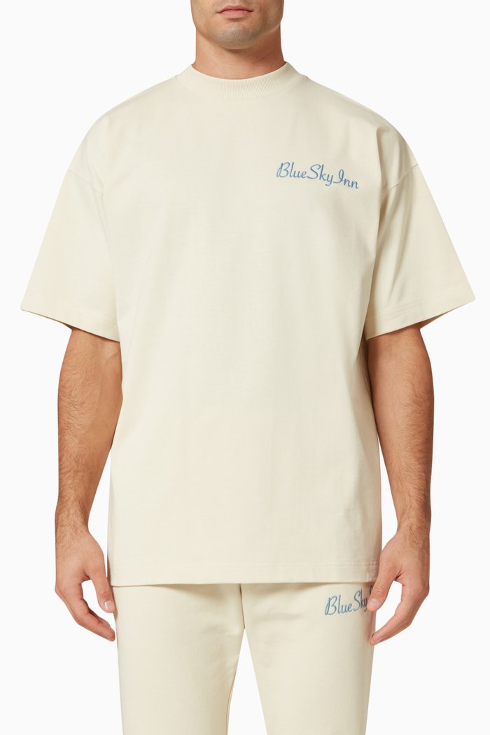 Logo Print T-shirt in Cotton, Neutral