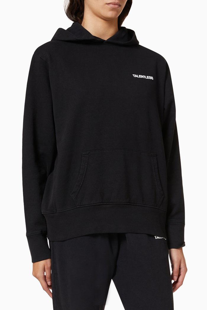 

Oversized Hoodie in Cotton Fleece, Black