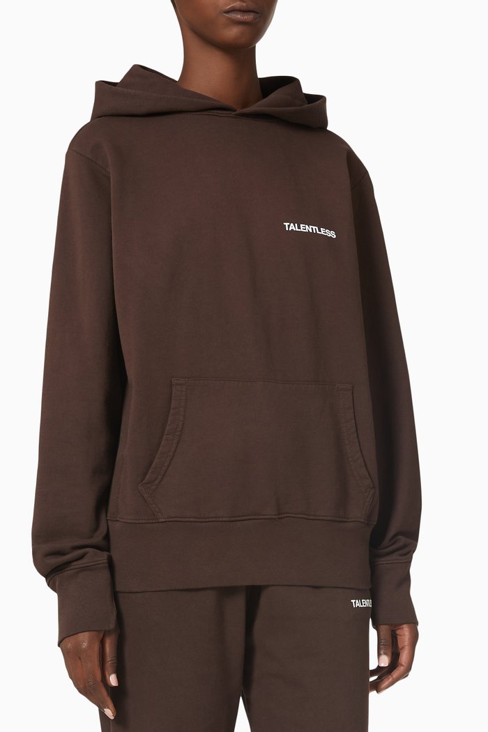 

Oversized Hoodie in Cotton Fleece, Brown