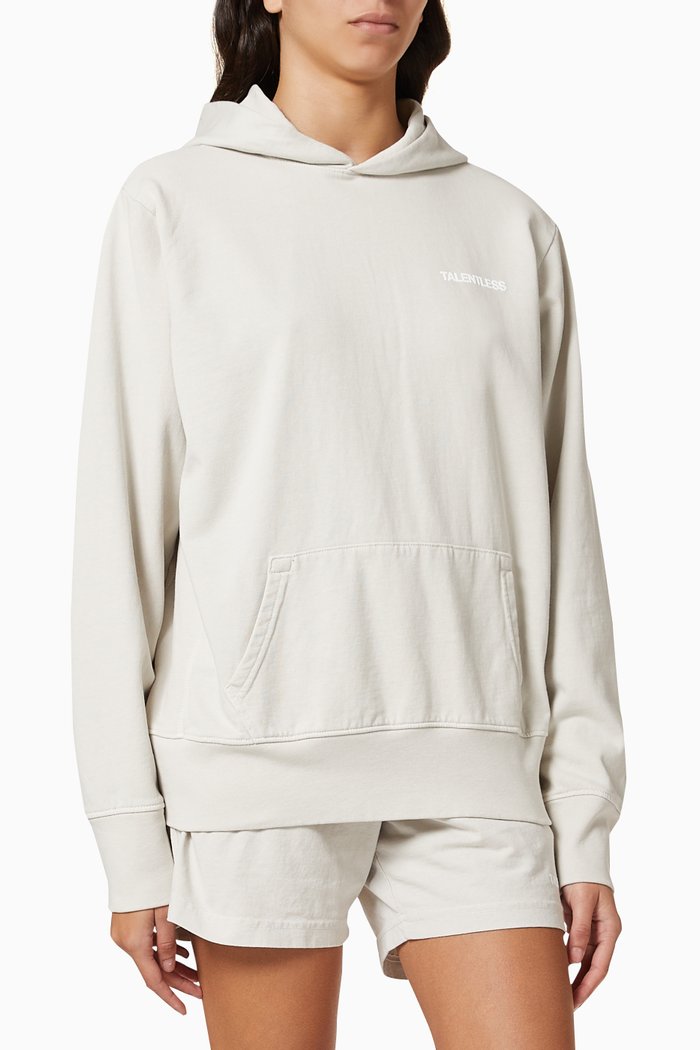 

Oversized Hoodie in Cotton Fleece, Grey