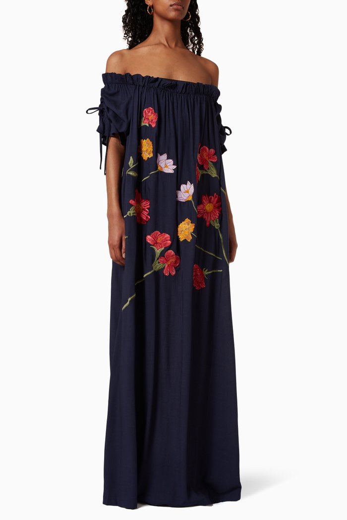 

Yoko Maxi Dress in Cotton, Blue