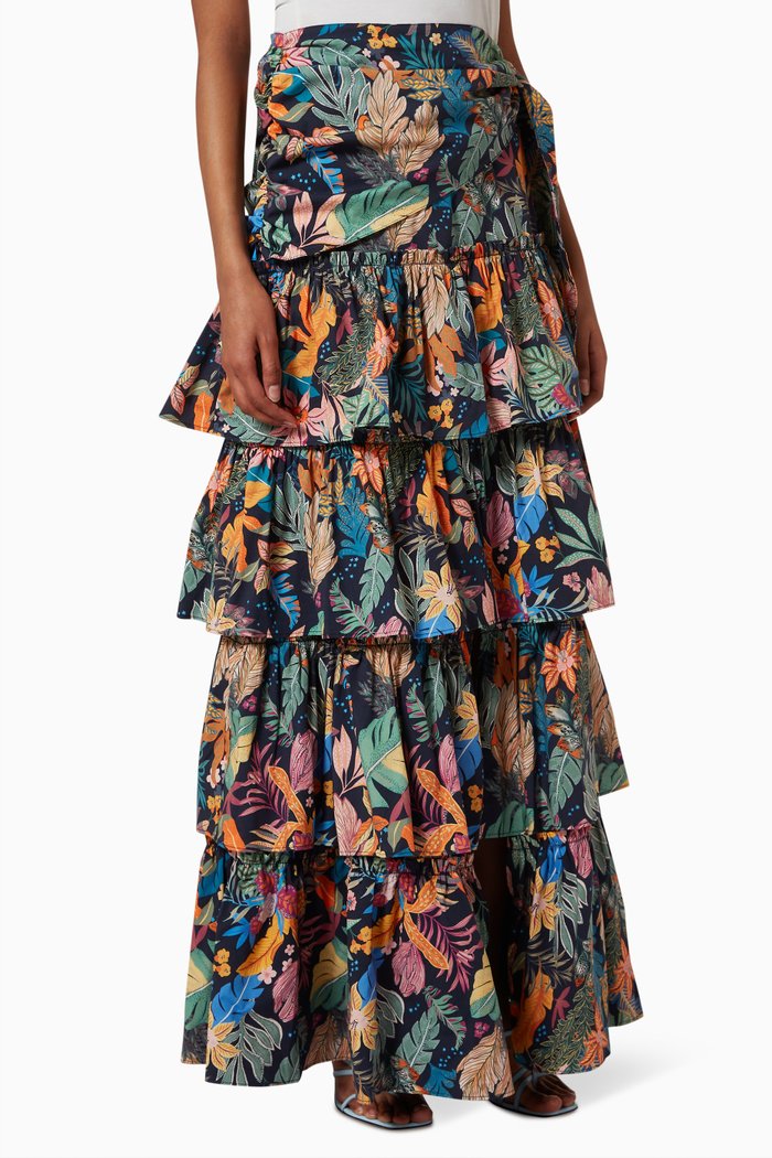 

Soledad Maxi Skirt in Stretch Cotton, Blue