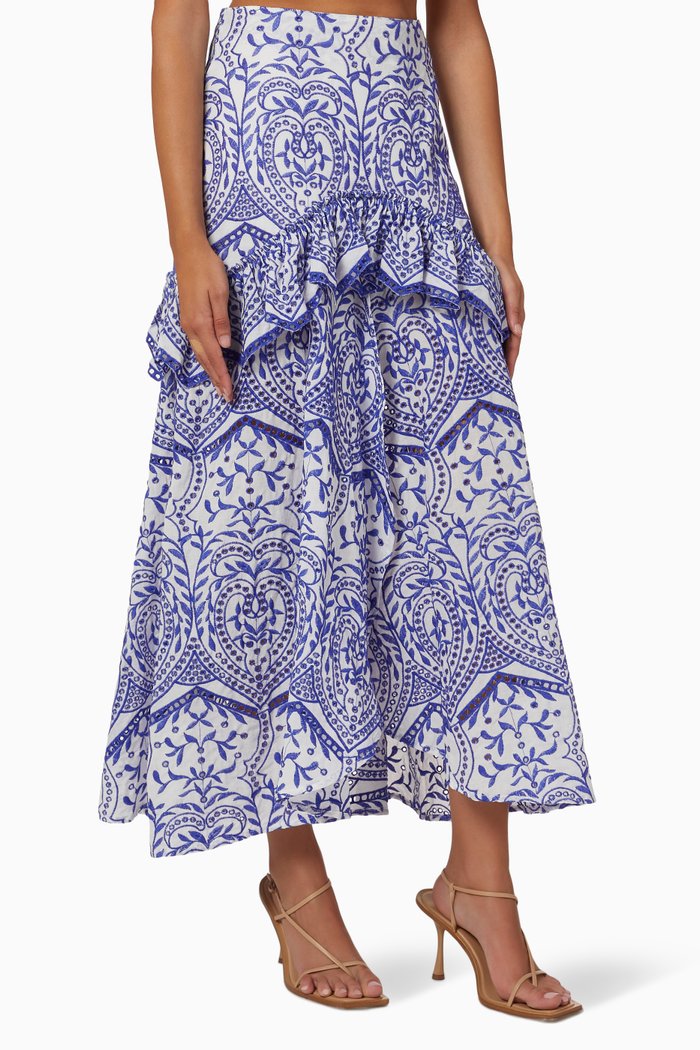 

Elsa Maxi Skirt in Cotton, Blue