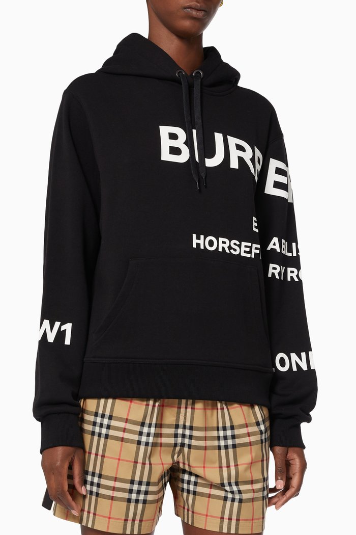 

Horseferry Print Oversized Sweatshirt in Loop-back Cotton, Black