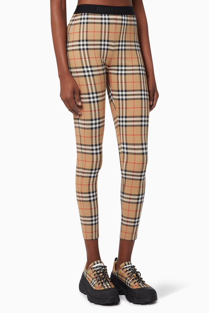 

Vintage Check Leggings with Logo Detail in Jersey, Neutral