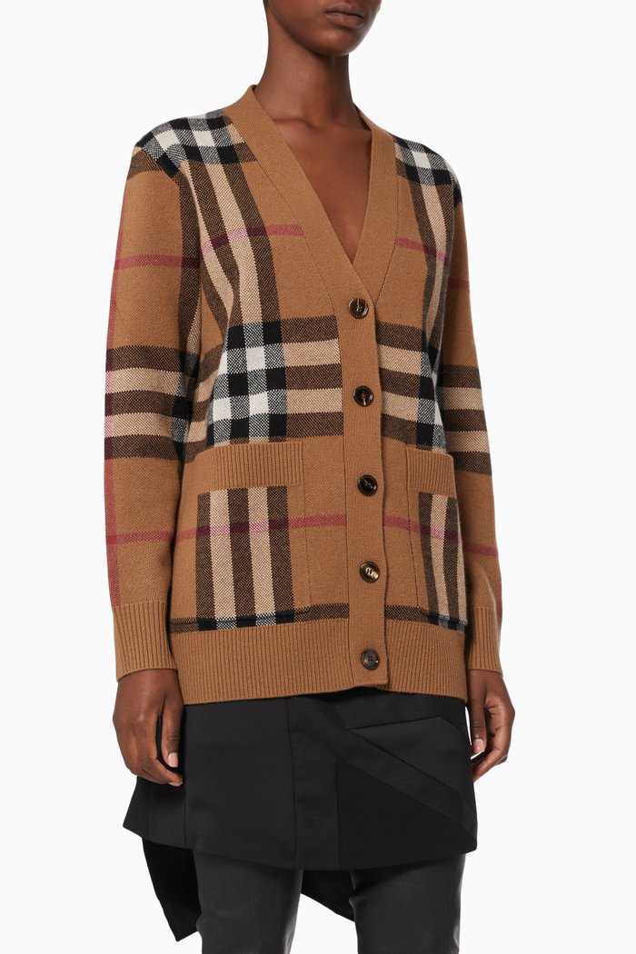 

Willah Check Sweater in Wool Blend, Brown