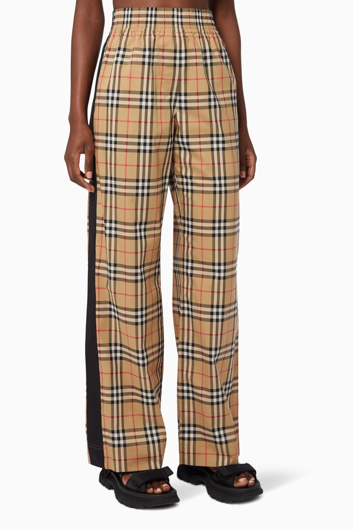 

Side Stripe Pants in Vintage Check Stretch Cotton, Neutral