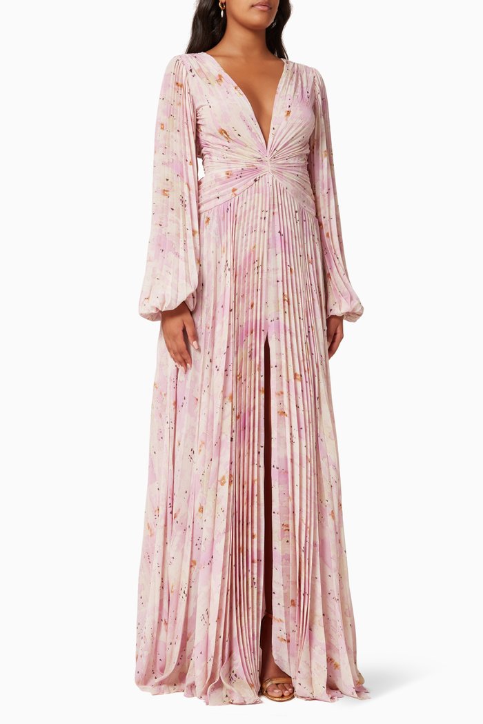 

Hand Draped Gown in Plisse Chiffon, Pink