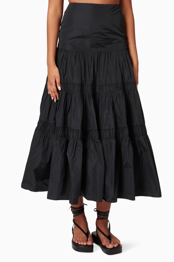 

Tiered Skirt in Taffeta, Black