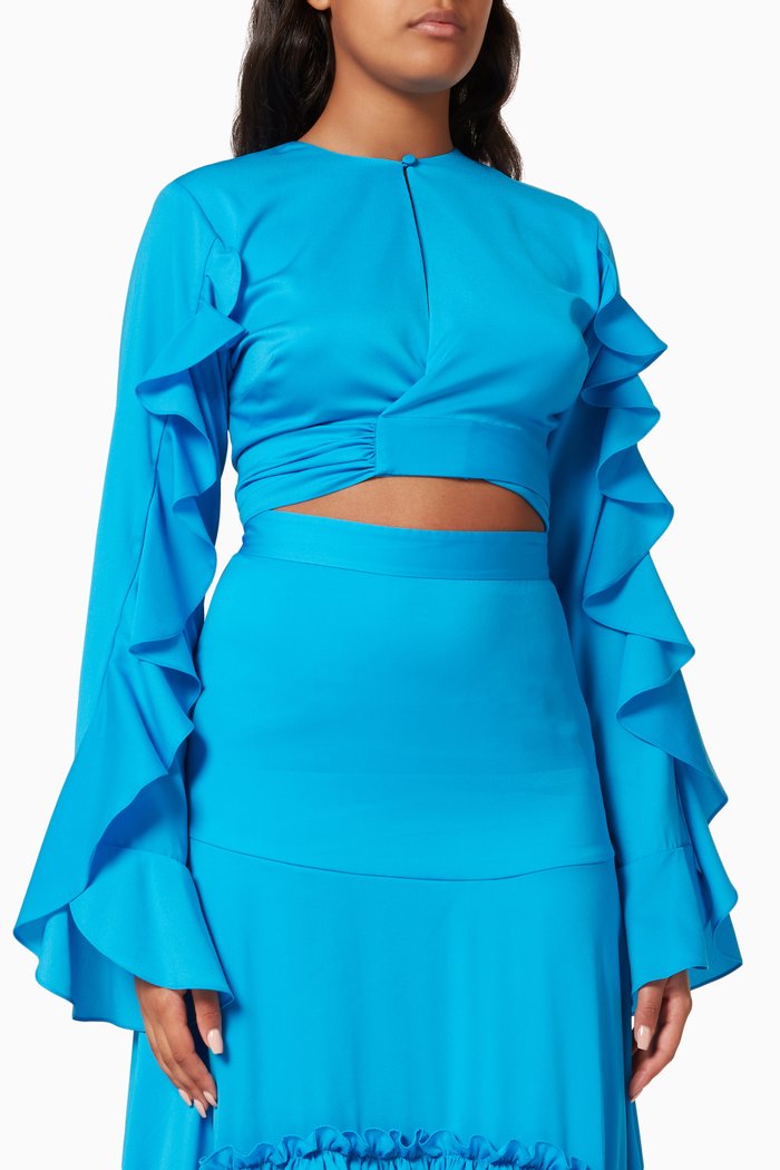 

Crop Top in Crepe de Chine, Blue