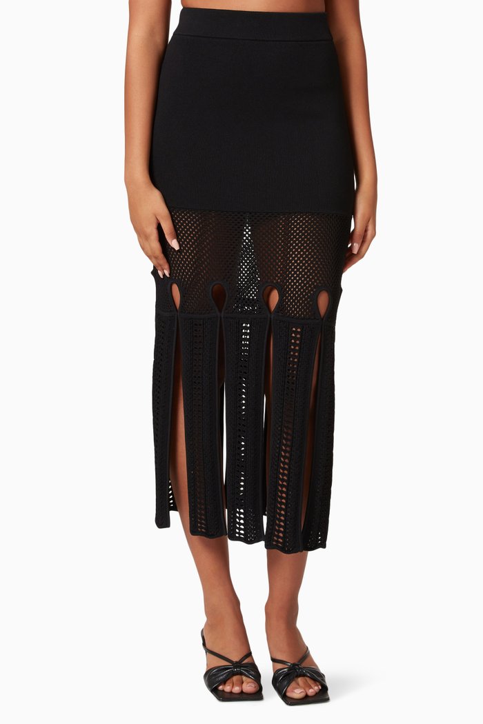 

Sky Midi Skirt in Compact Rib, Black