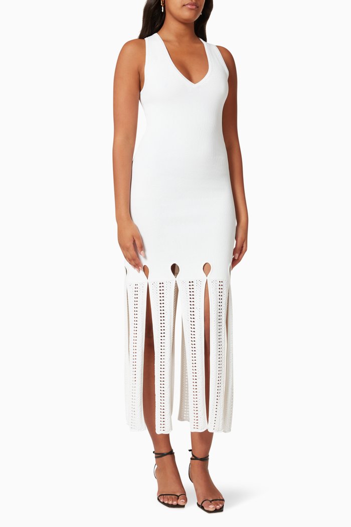 Alexia Dress in Compact Rib, White