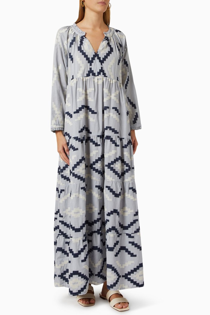 

Rhombus Maxi Dress in Cotton, Grey