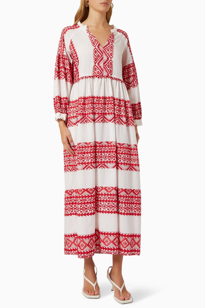 

Embroidered Maxi Dress in Cotton, White