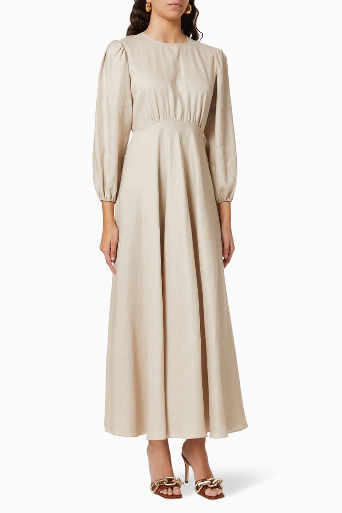 

A-line Dress in Linen, Neutral