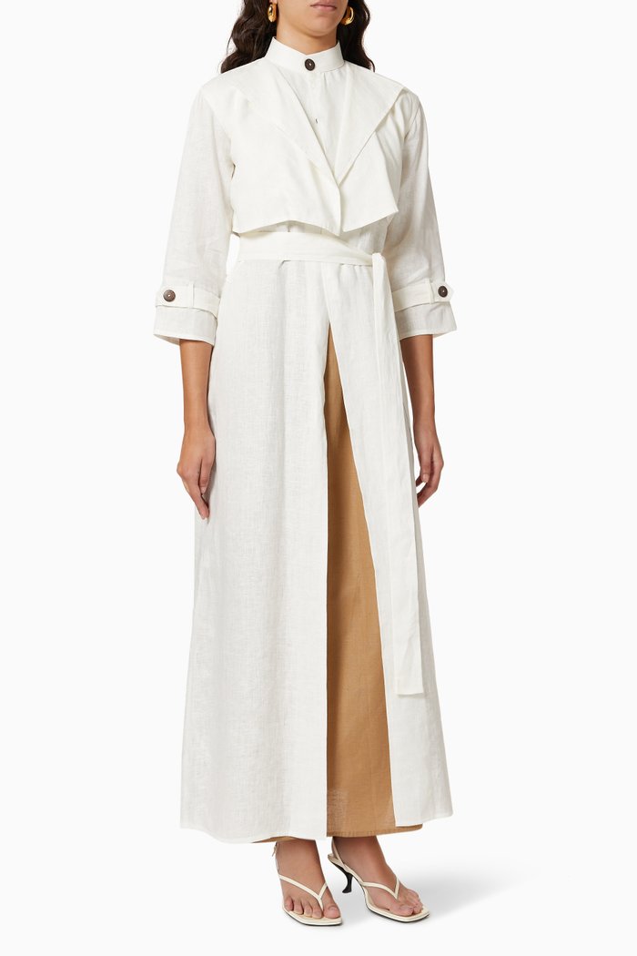 

Trench Coat in Linen, White