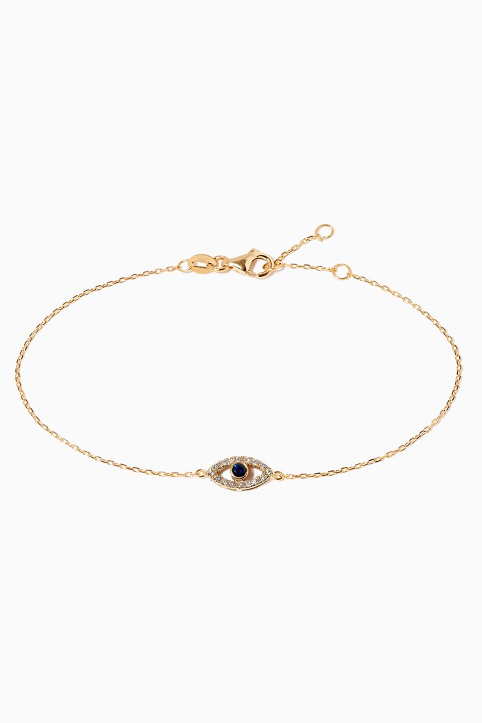 

Evil Eye Bracelet with Diamonds & Sapphire in 18kt Yellow Gold