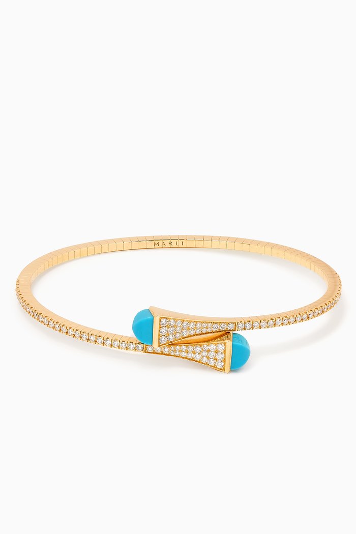 

Cleo Diamond & Turquoise Midi Slip-on Bracelet in 18kt Gold, Yellow