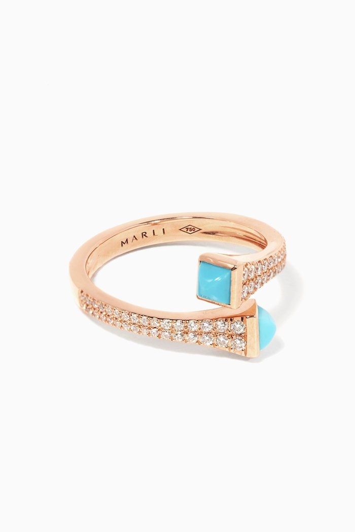 

Cleo Diamond & Turquoise Ring in 18kt Rose Gold