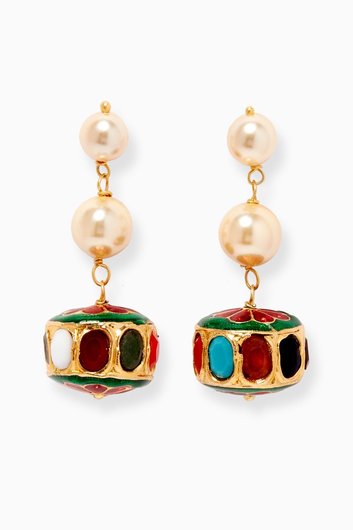 

Lina Pearl Stud Earrings in 18kt Gold Plated Sterling Silver, Multicolour
