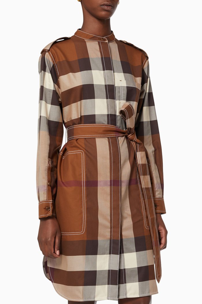 

Aurelia Shirt Dress in Cotton, Brown