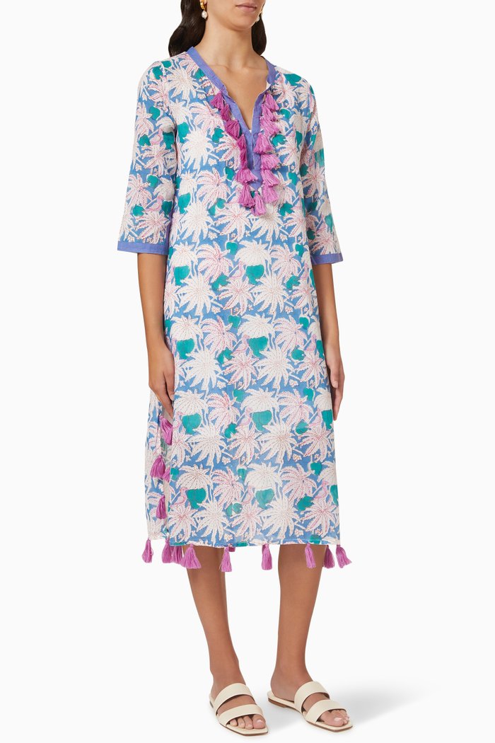 

Midi Kaftan in Cotton Voile, Blue