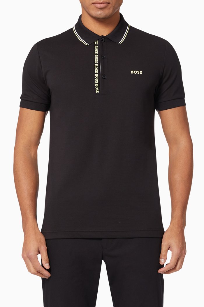 

Paule Logo Polo Shirt in Cotton Piqué, Black