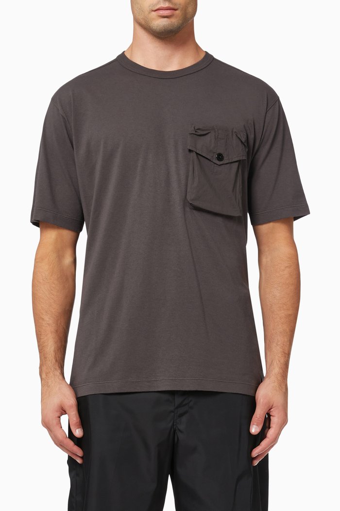 

Flap Pocket T-shirt in Cotton Jersey, Grey