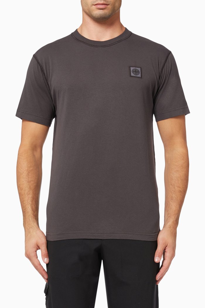 

Logo Patch T-shirt in Cotton Jersey, Grey