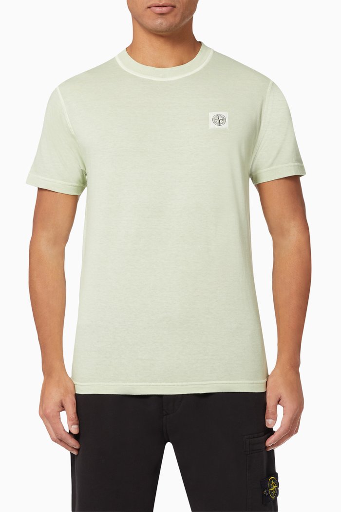 Logo Patch T-shirt in Cotton Jersey, Green