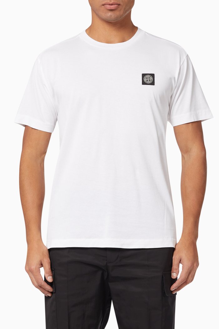 Patch Logo T-shirt in Cotton Jersey, White
