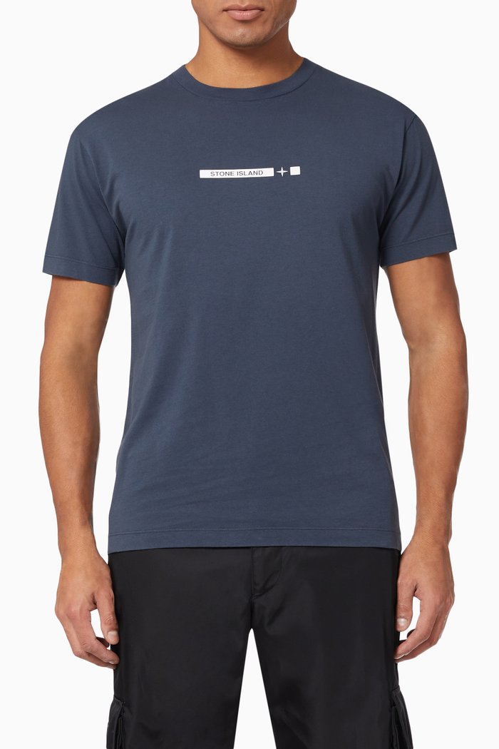 Logo Print T-shirt in Cotton, Blue